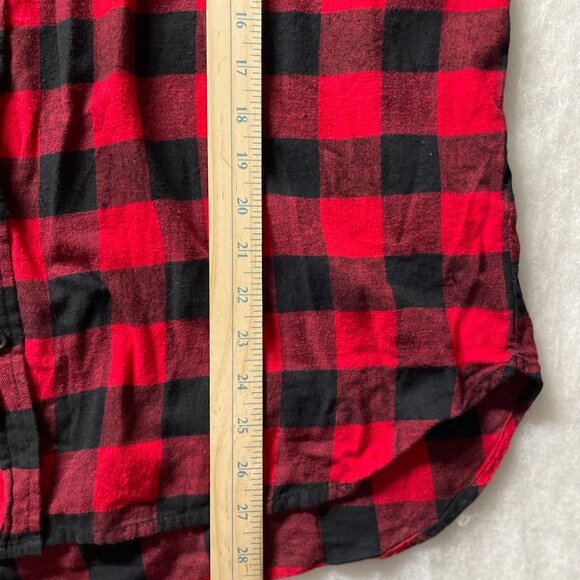 Beach Launch Lounge Womens Red Black Buffalo Check Pocket Flannel Shirt Size XL - Picture 6 of 7